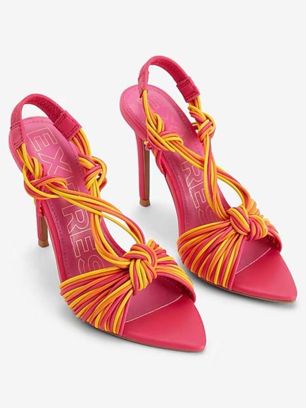 EXPRESS Woven Multi Strap Heeled Sandals